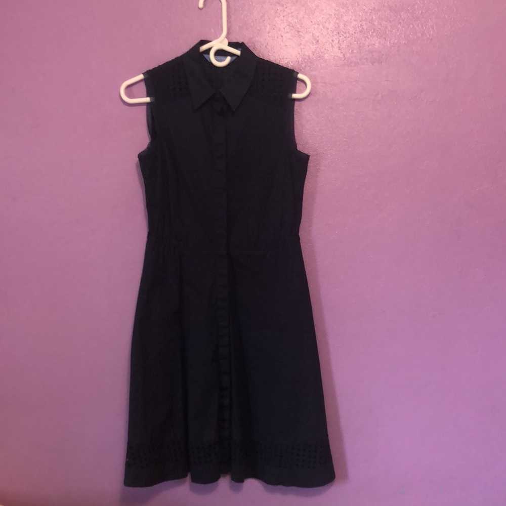 SimplyVera Vera Wang Navy Eyelet Dress Pockets